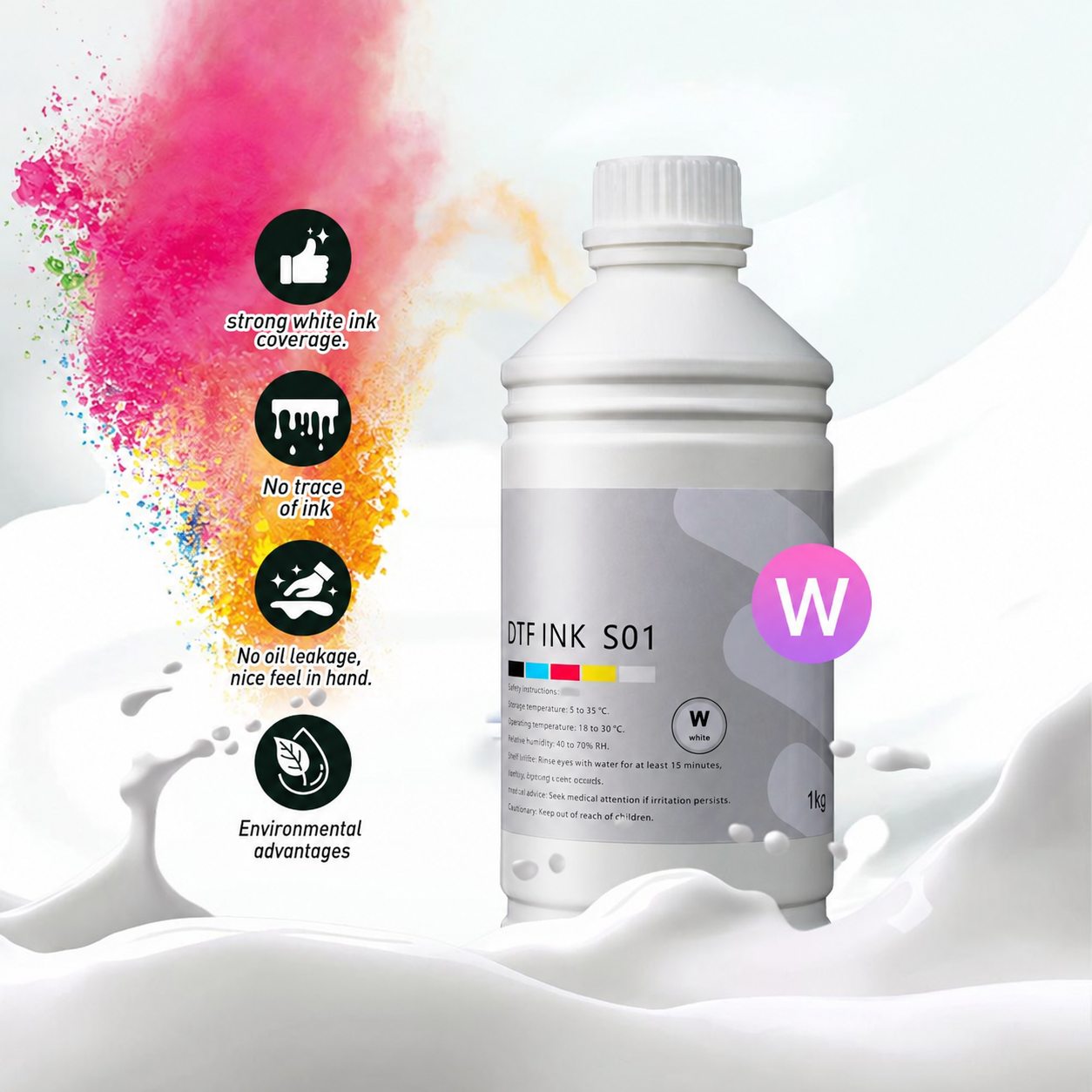 Edited supplier S01 white-ink photo; brand markings removed. Confirm actual packaging before ordering.